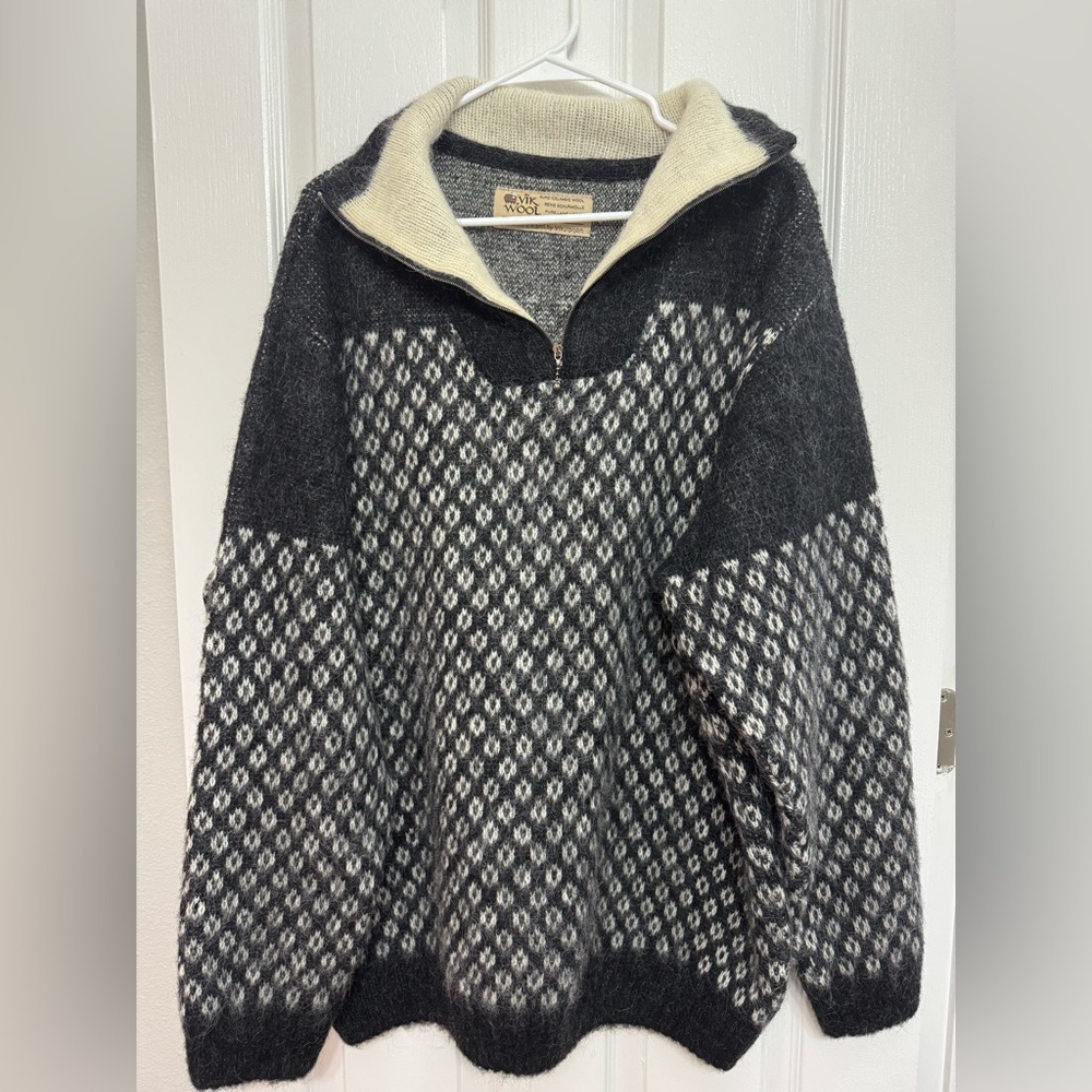 Vik Wool Icelandic Wool Sweater  Nordic Zip Neck Made in Iceland - Picture 3 of 12